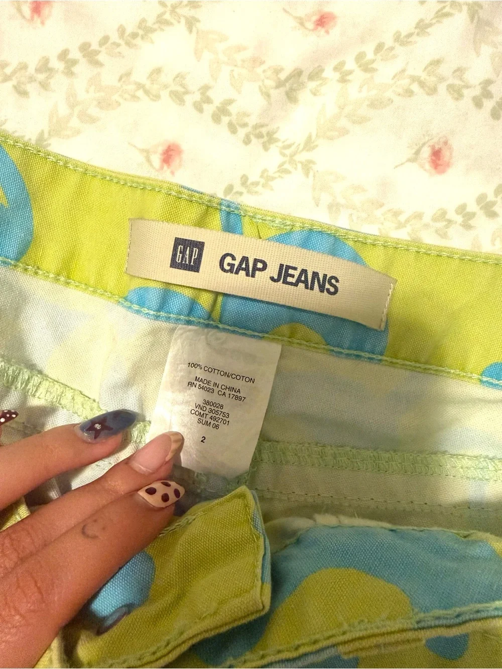 GAP Blue Floral Print Green Mini Skirt